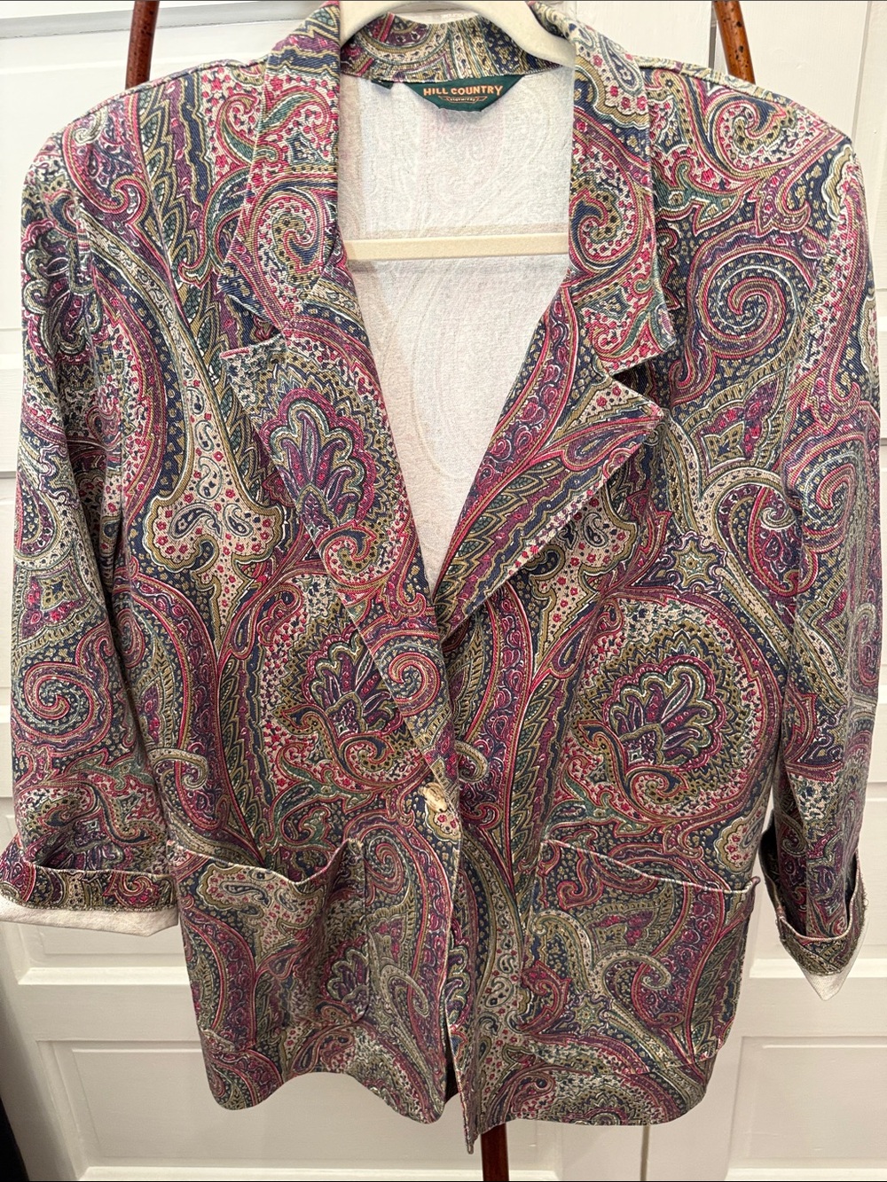 Vintage Paisley Cotton Blazer Jacket Boho Cottagecore Artsy 100% Cotton Size 14